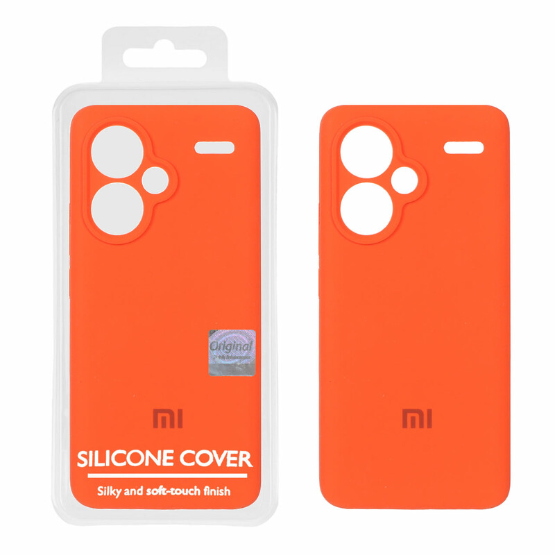 قاب سیلیکونی پاک کنی اورجینال Master Quality مدل Xiaomi Redmi Note 13 Pro Plus 5G - نارنجی (پک دار)