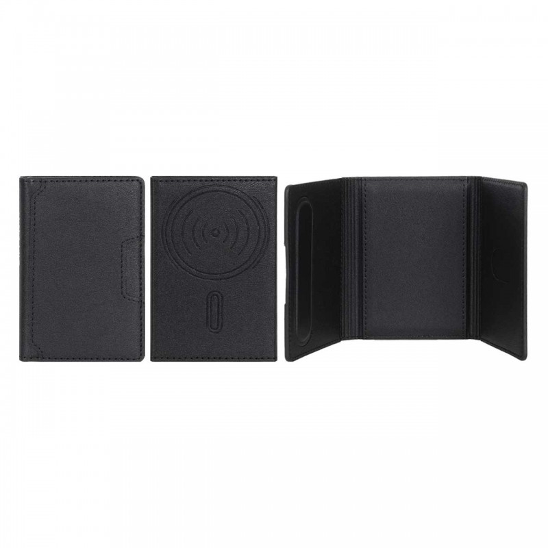 جاکارتی چرمی مگنتی MagSafe دوخت دار درجه یک - مشکی