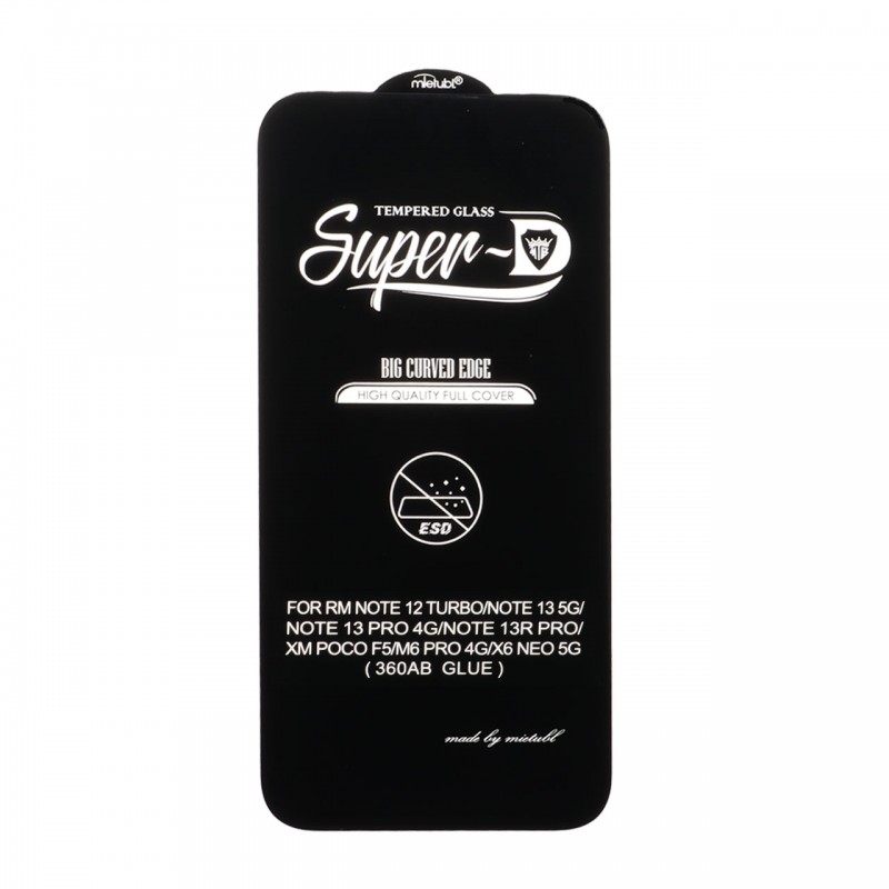 محافظ صفحه نمایش شیشه ای Xiaomi Redmi Note 14S / Note 13 Pro 4G  - Full Cover Super D Mietubl-ESD - مشکی