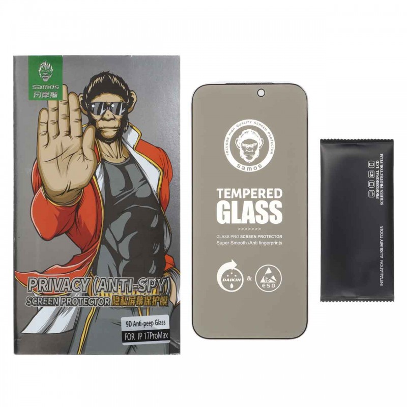محافظ صفحه نمایش شیشه ای Full Cover Samos Privacy مدل Apple iPhone 17 Pro Max (پک دار)