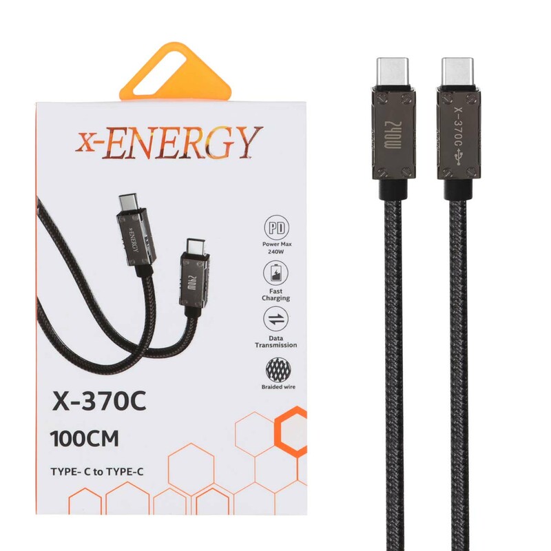 کابل شارژ فست و X-Energy Type-C To Type-C PD مدل X-370 C 240W - مشکی (گارانتی IPM)