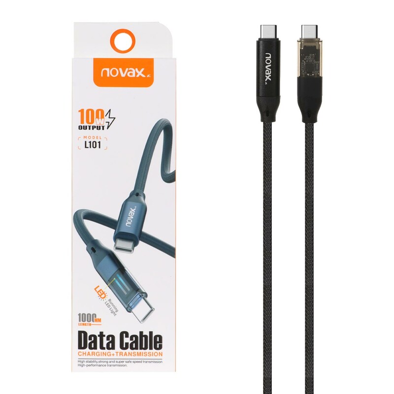 کابل شارژ فست Novax Type-C to Type-C مدل L101 100W - مشکی