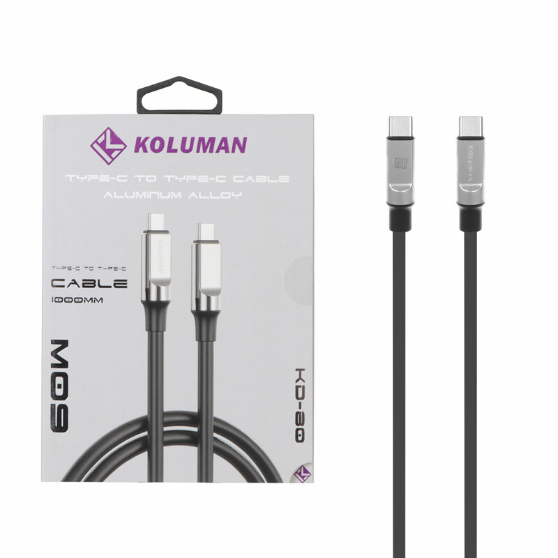 کابل شارژ فست Koluman Type-C to Type-C مدل KD-80 60W - مشکی (گارانتی یکساله PMC)