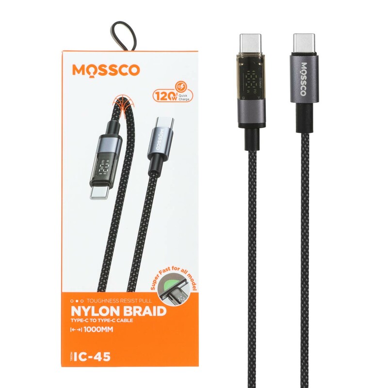کابل شارژ PD و فست Mossco Type-C To Type-C مدل IC-45 120W - مشکی