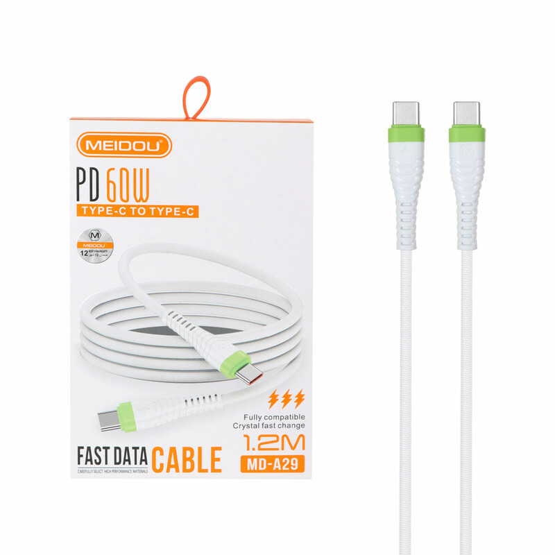 کابل شارژ 1.2 متری فست و Meidou Type-C To Type-C PD مدل MD-A29 60W - سفید