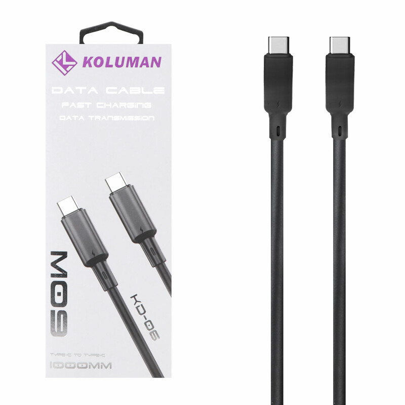 کابل شارژ فست Koluman Type-C to Type-C مدل KD-06 60W - مشکی (گارانتی یکساله PMC)