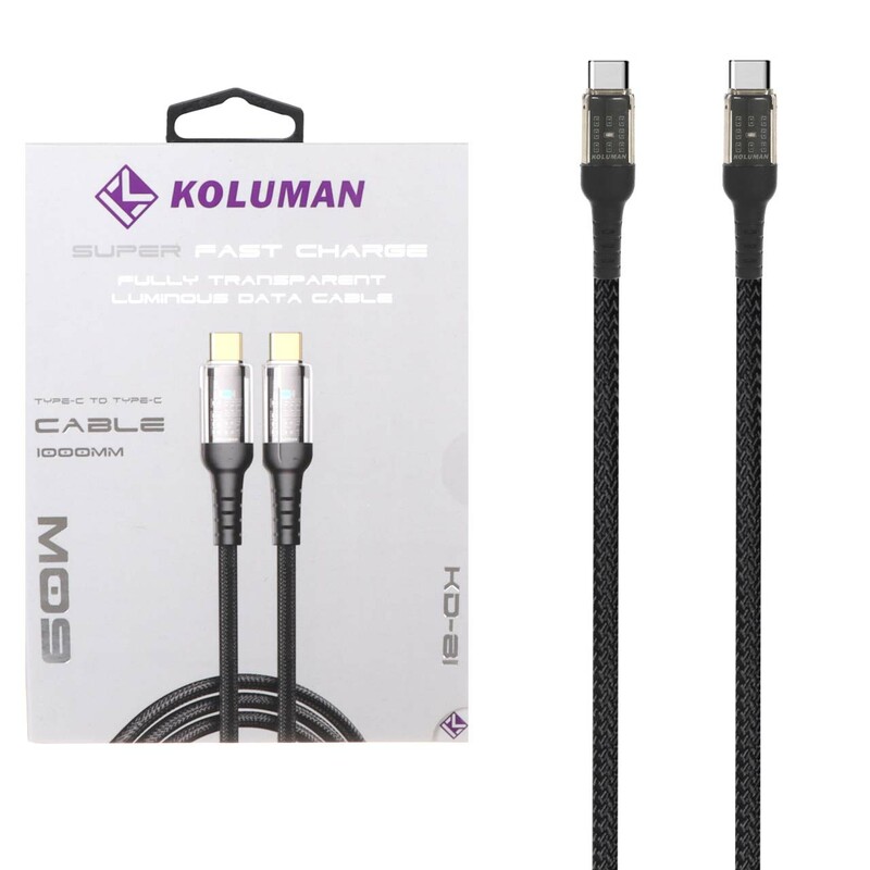 کابل شارژ فست Koluman Type-C to Type-C مدل KD-81 60W - مشکی (گارانتی یکساله PMC)
