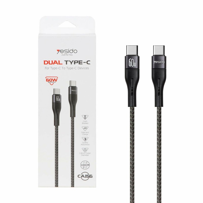 کابل شارژ فست Yesido Type-C to Type-C مدل CA156 - مشکی