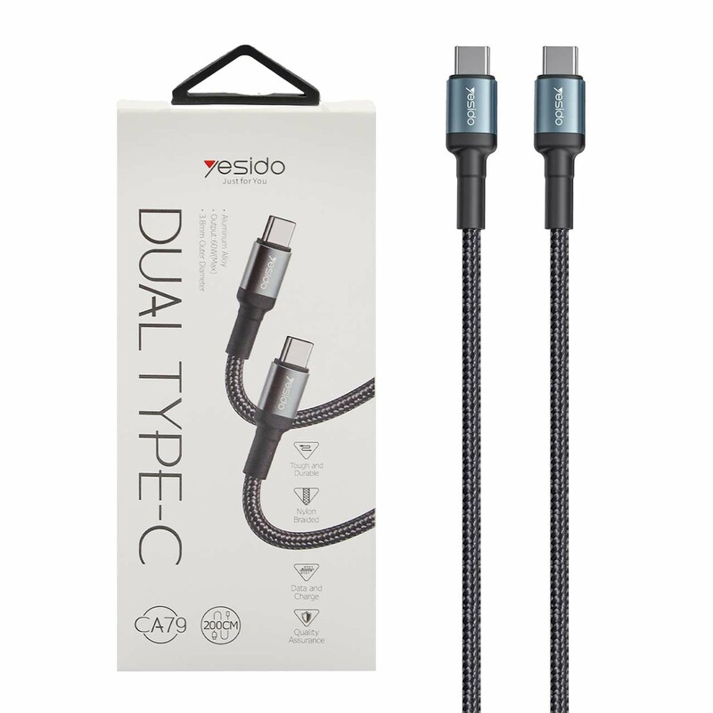کابل شارژ فست 2 متری yesido Type-C To Type-C-CA79 - مشکی