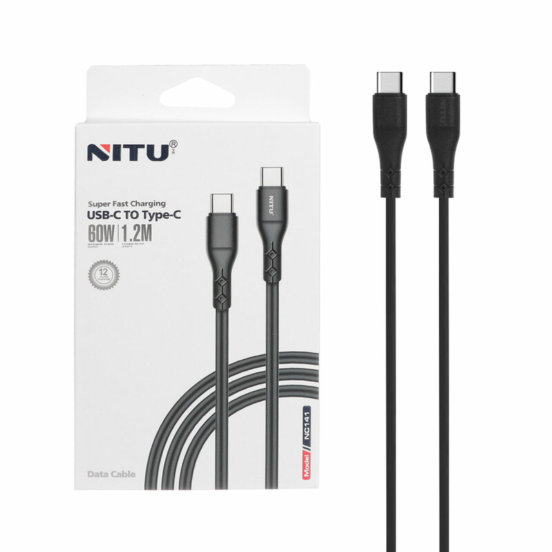 کابل شارژ فست 1.2 متری NITU Type-C to Type-C مدل NC141 - مشکی
