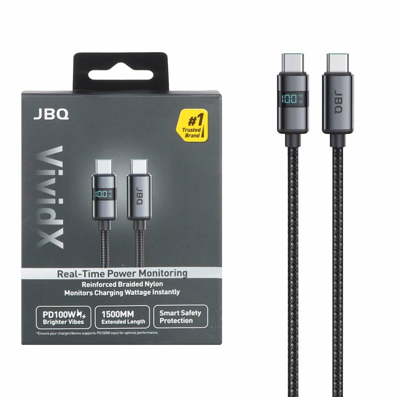 کابل شارژ فست JBQ Type-C To Type-C مدل VividX A965682 100W - مشکی (گارانتی یکساله رصاصی)