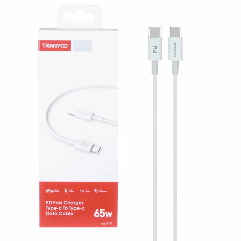 کابل شارژ PD و فست TRANYOO Type-C To Type-C 65W مدل T-P3 - سفید