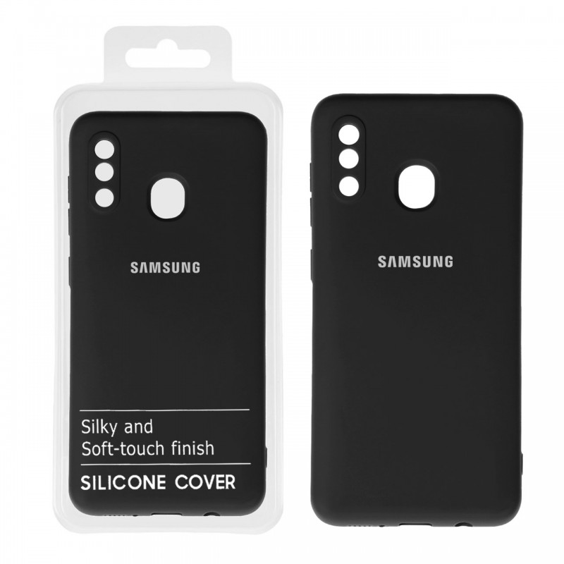 قاب نیو سیلیکون محافظ لنزدار Samsung A20 /A30 - RFF - مشکی (پک دار)