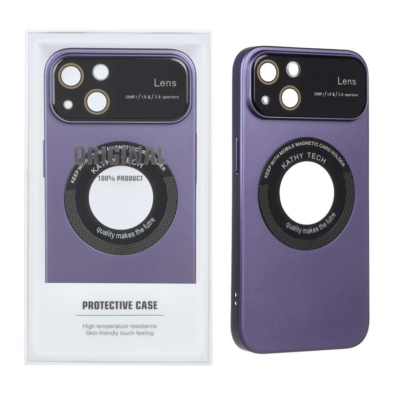 قاب اورجینال Kathy Tech محافظ لنز شیشه ای Magsafe کلاسیک Apple iPhone 13 / iPhone 14 - بنفش (پک دار)