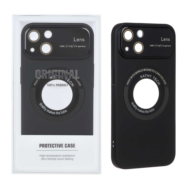 قاب اورجینال Kathy Tech محافظ لنز شیشه ای Magsafe کلاسیک Apple iPhone 13 / iPhone 14 - مشکی (پک دار)