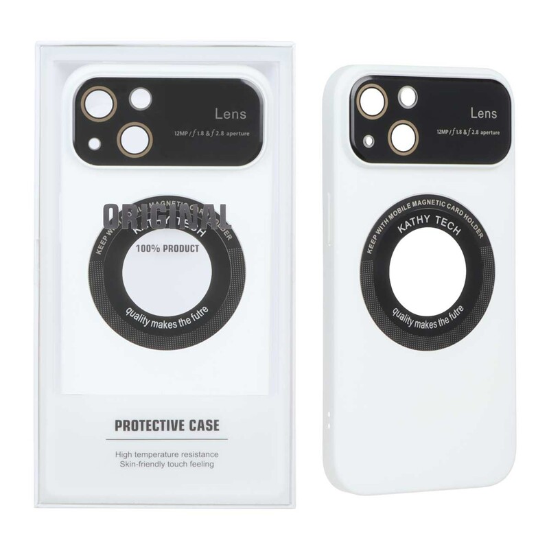 قاب اورجینال Kathy Tech محافظ لنز شیشه ای Magsafe کلاسیک Apple iPhone 13 / iPhone 14 - سفید (پک دار)