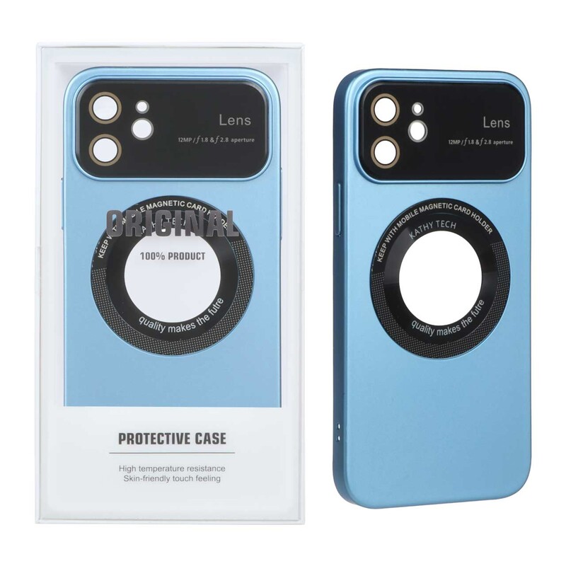 قاب اورجینال Kathy Tech محافظ لنز شیشه ای Magsafe کلاسیک Apple iPhone 12 - آبی (پک دار)