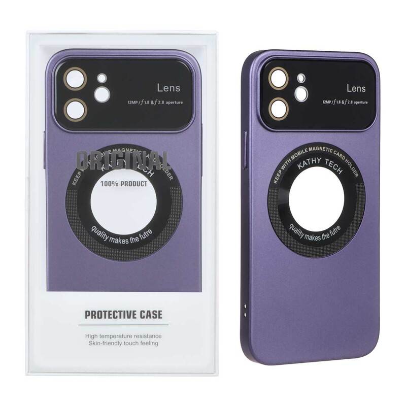 قاب اورجینال Kathy Tech محافظ لنز شیشه ای Magsafe کلاسیک Apple iPhone 12 - بنفش (پک دار)