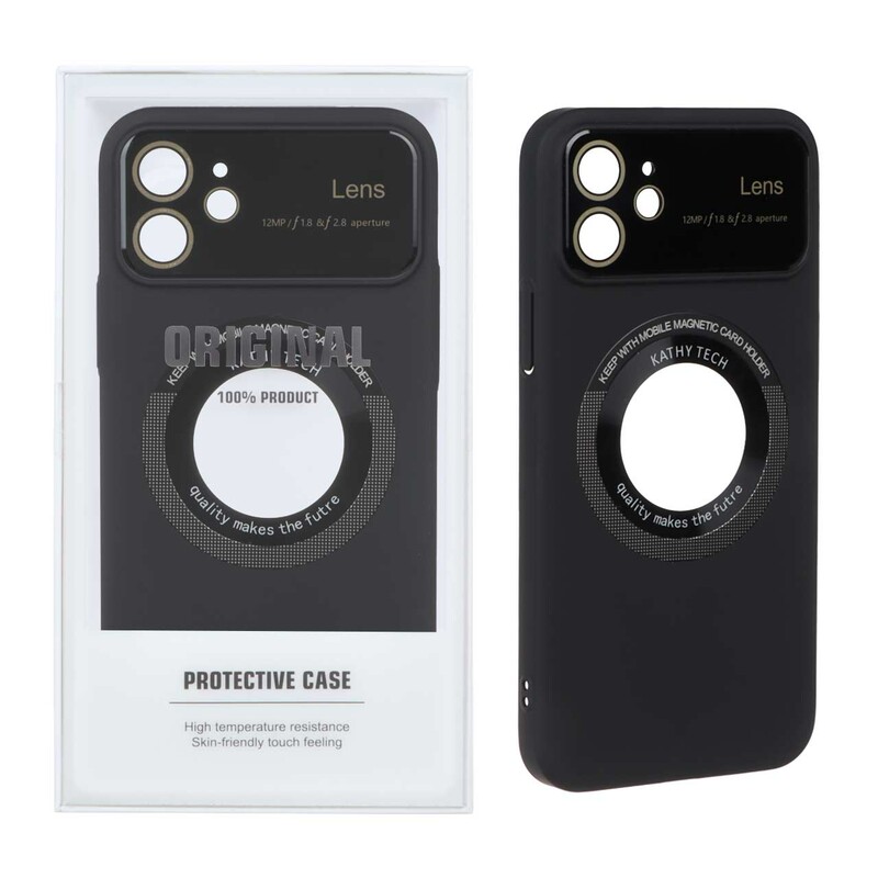 قاب اورجینال Kathy Tech محافظ لنز شیشه ای Magsafe کلاسیک Apple iPhone 12 - مشکی (پک دار)