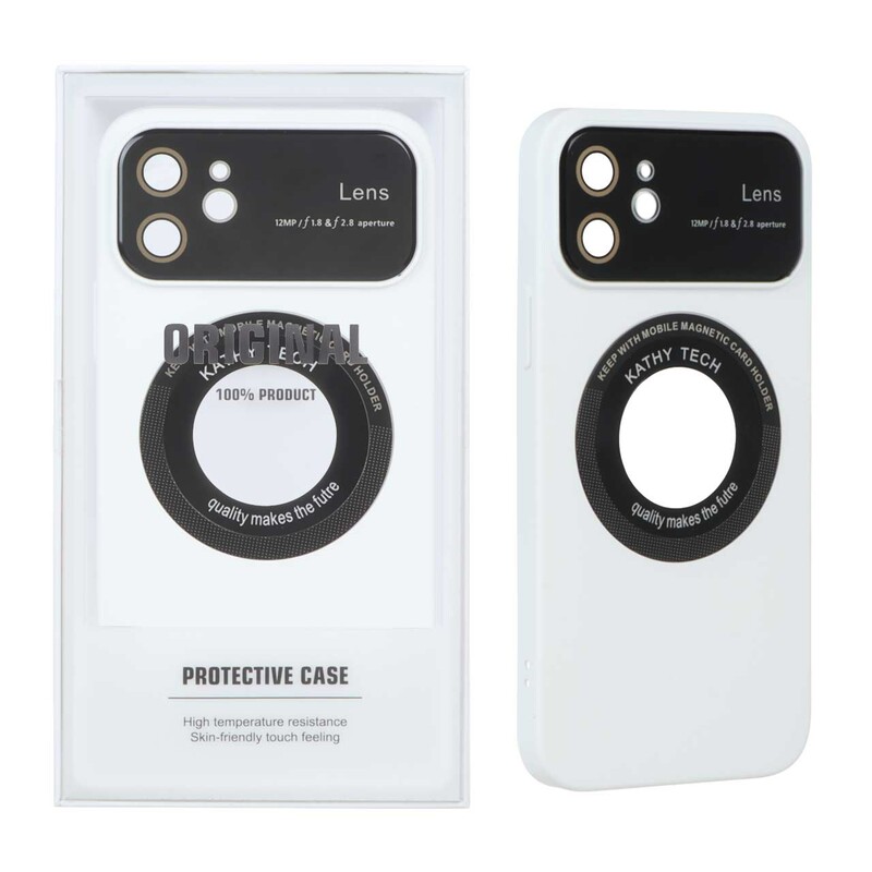 قاب اورجینال Kathy Tech محافظ لنز شیشه ای Magsafe کلاسیک Apple iPhone 12 - سفید (پک دار)