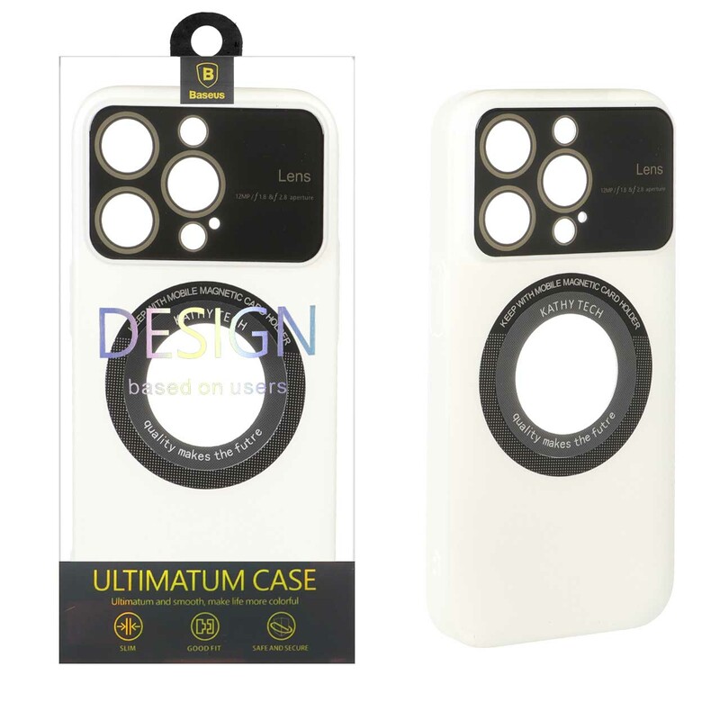 قاب اورجینال Kathy Tech محافظ لنز شیشه ای Magsafe کلاسیک Apple iPhone 14 Pro - سفید (پک دار)