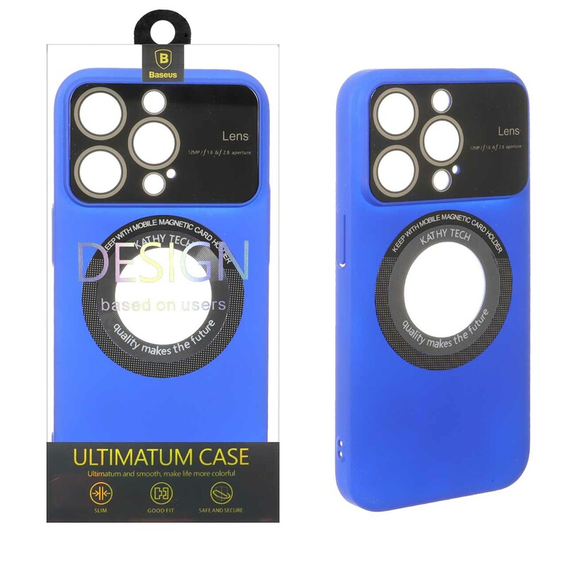 قاب اورجینال Kathy Tech محافظ لنز شیشه ای Magsafe کلاسیک Apple iPhone 14 Pro - آبی کاربنی (پک دار)