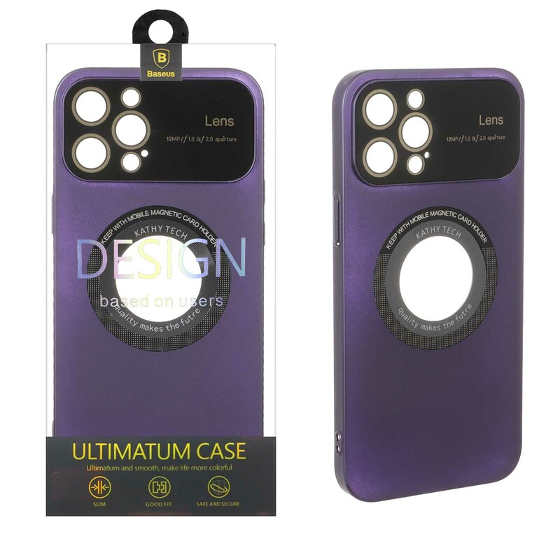قاب اورجینال Kathy Tech محافظ لنز شیشه ای Magsafe کلاسیک Apple iPhone 12 Pro Max - بنفش (پک دار)