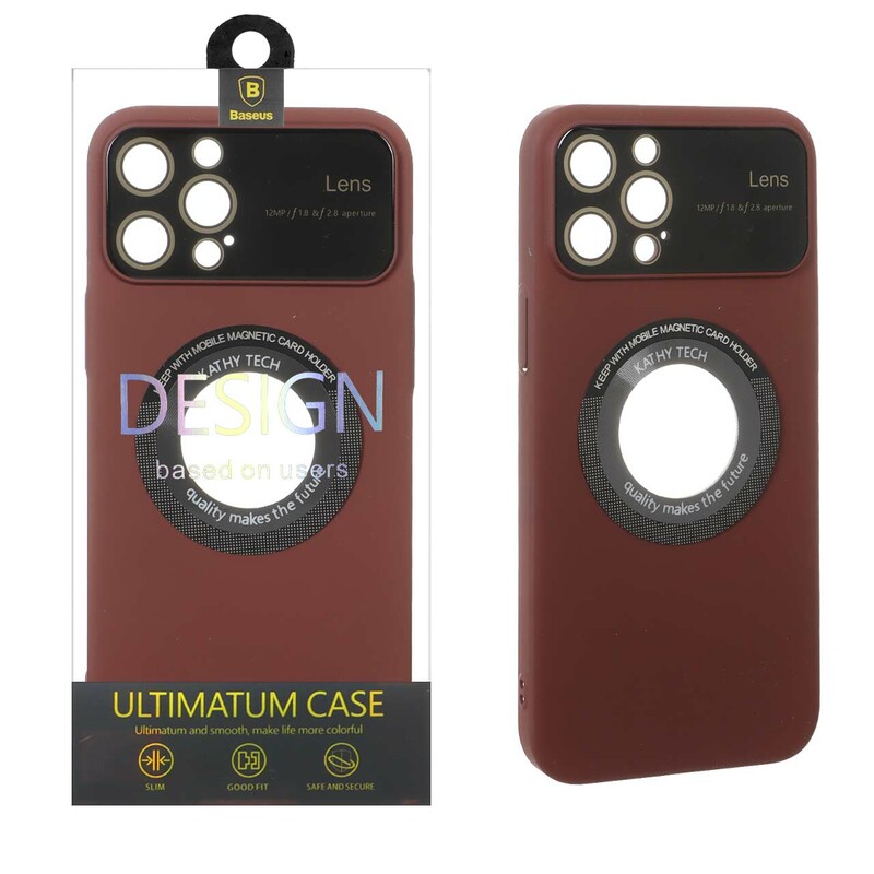 قاب اورجینال Kathy Tech محافظ لنز شیشه ای Magsafe کلاسیک Apple iPhone 12 Pro Max - عنابی (پک دار)