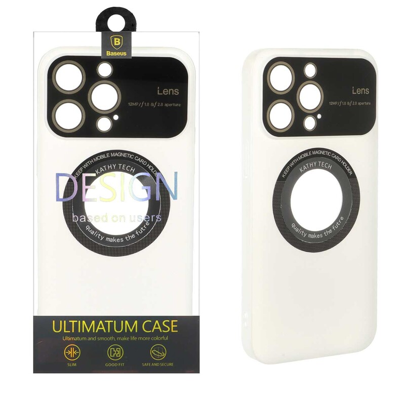 قاب اورجینال Kathy Tech محافظ لنز شیشه ای Magsafe کلاسیک Apple iPhone 14 Pro Max - سفید (پک دار)