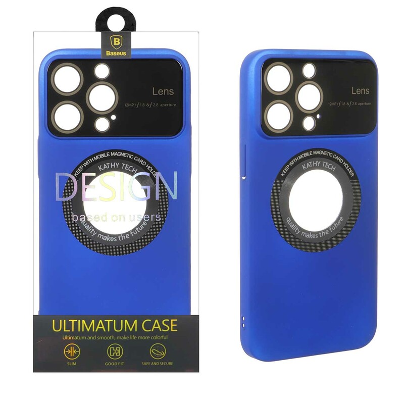 قاب اورجینال Kathy Tech محافظ لنز شیشه ای Magsafe کلاسیک Apple iPhone 14 Pro Max - آبی کاربنی (پک دار)