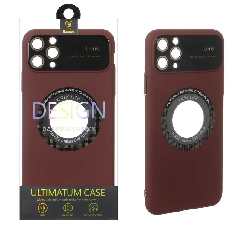 قاب اورجینال Kathy Tech محافظ لنز شیشه ای Magsafe کلاسیک Apple iPhone 11 Pro Max - عنابی (پک دار)