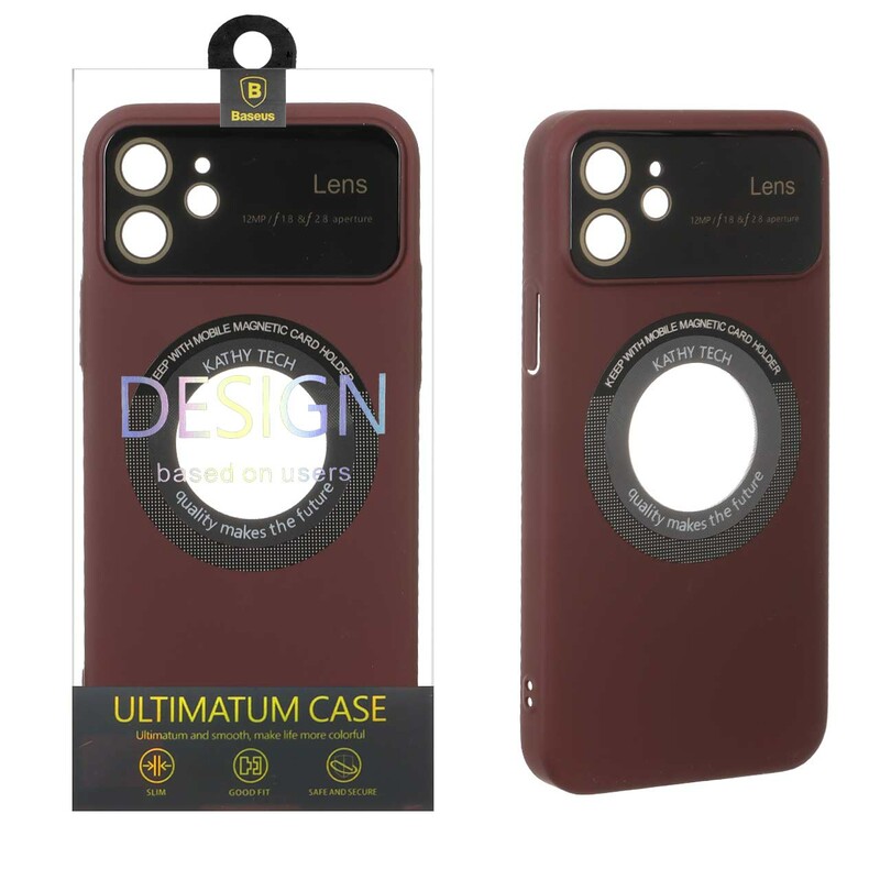 قاب اورجینال Kathy Tech محافظ لنز شیشه ای Magsafe کلاسیک Apple iPhone 12 - عنابی (پک دار)