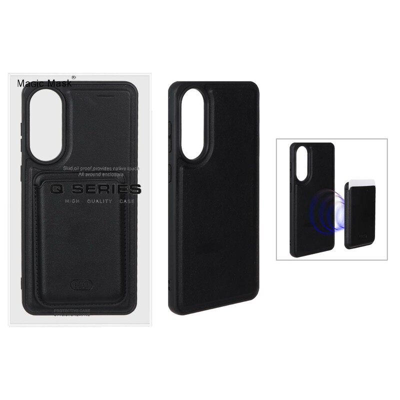 قاب اورجینال HDD چرمی Magsafe با ست جاکارتی مگنتی Samsung Galaxy S25 Edge - مشکی (پک دار)