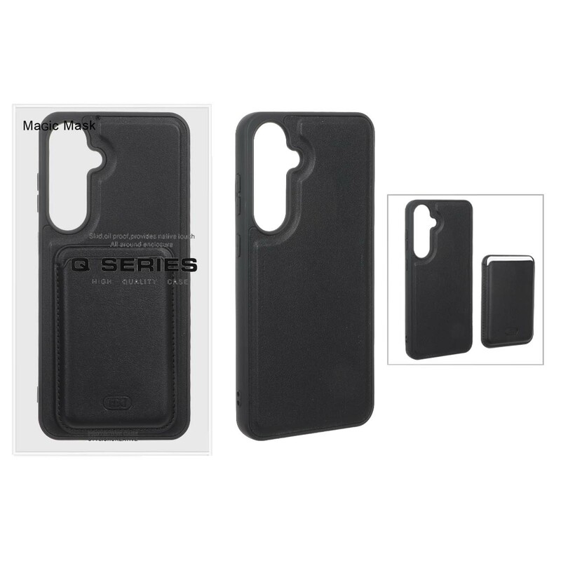 قاب اورجینال HDD چرمی Magsafe با ست جاکارتی مگنتی Samsung Galaxy S24 FE - مشکی (پک دار) - MPS