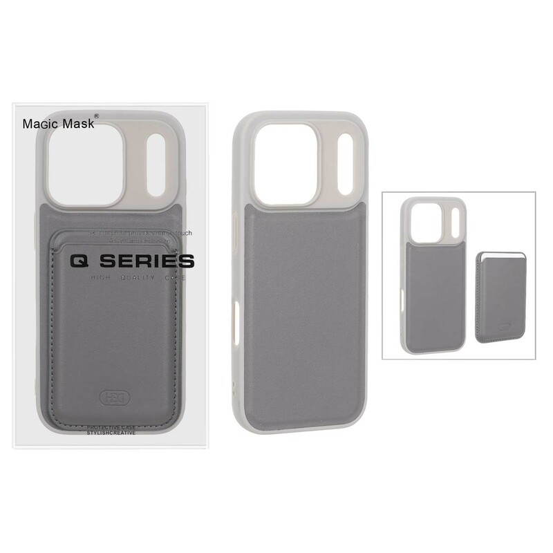 قاب اورجینال HDD چرمی Magsafe با ست جاکارتی مگنتی Apple iPhone 17 Pro - خاکستری (پک دار) - MPS