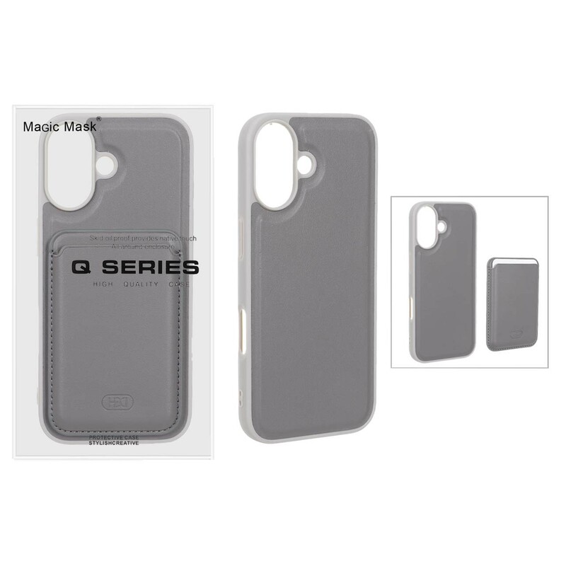قاب اورجینال HDD چرمی Magsafe با ست جاکارتی مگنتی Apple iPhone 17 - خاکستری (پک دار) - MPS