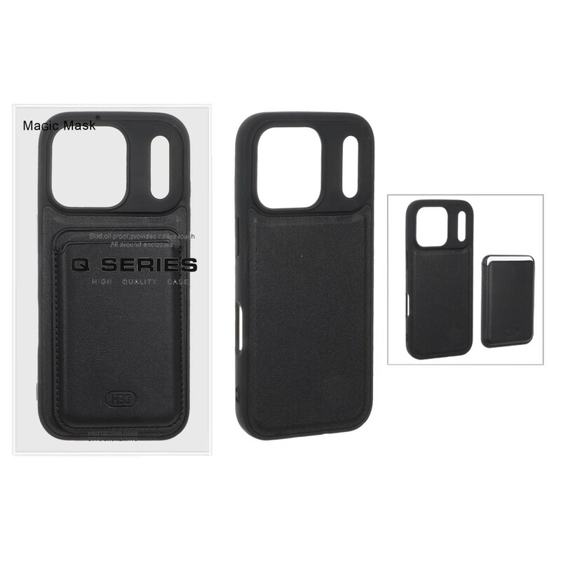 قاب اورجینال HDD چرمی Magsafe با ست جاکارتی مگنتی Apple iPhone 17 Pro - مشکی (پک دار) - MPS