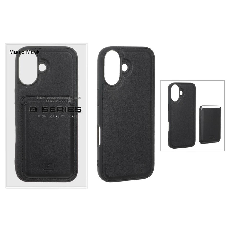 قاب اورجینال HDD چرمی Magsafe با ست جاکارتی مگنتی Apple iPhone 17 - مشکی (پک دار) - MPS