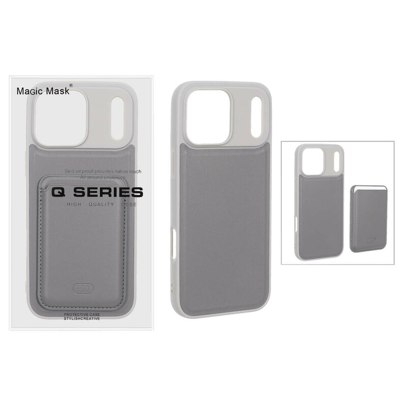 قاب اورجینال HDD چرمی Magsafe با ست جاکارتی مگنتی Apple iPhone 17 Pro Max - خاکستری (پک دار) - MPS