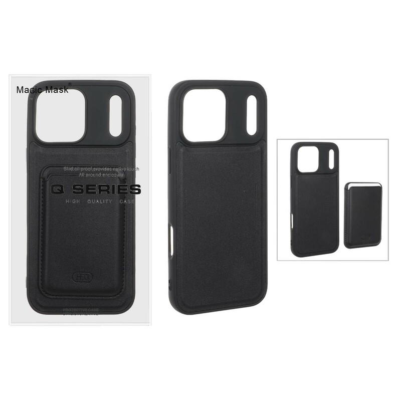 قاب اورجینال HDD چرمی Magsafe با ست جاکارتی مگنتی Apple iPhone 17 Pro Max - مشکی (پک دار) - MPS