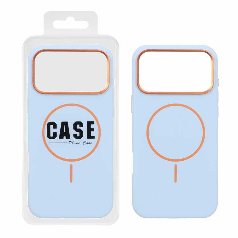 قاب سیلیکونی پاک کنی اورجینال درجه یک MagSafe لنز فلزی Apple iPhone 17 Pro Max - آبی روشن (پک دار) - MPS