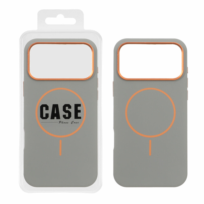 قاب سیلیکونی پاک کنی اورجینال درجه یک MagSafe لنز فلزی Apple iPhone 17 Pro Max - طوسی (پک دار) - MPS