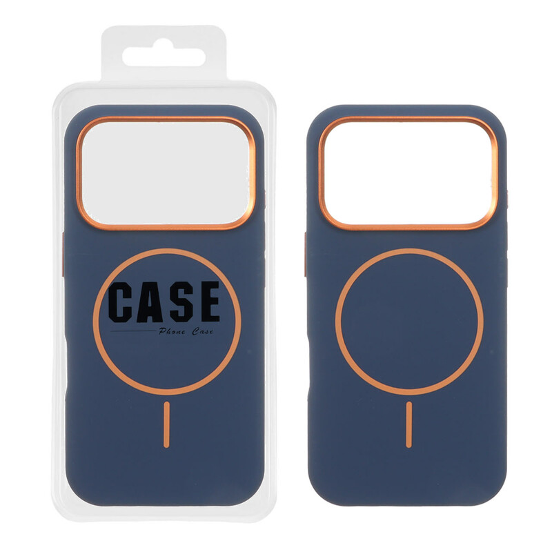 قاب سیلیکونی پاک کنی اورجینال درجه یک MagSafe لنز فلزی Apple iPhone 17 Pro - سرمه ای (پک دار) - MPS