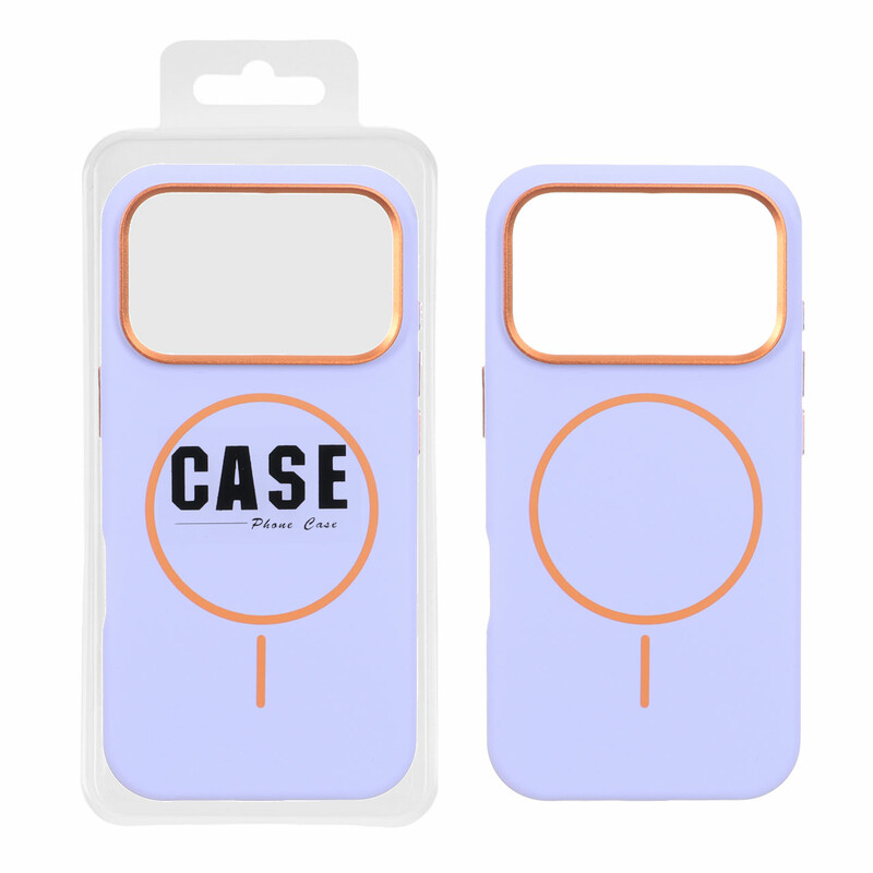 قاب سیلیکونی پاک کنی اورجینال درجه یک MagSafe لنز فلزی Apple iPhone 17 Pro - بنفش روشن (پک دار) - MPS