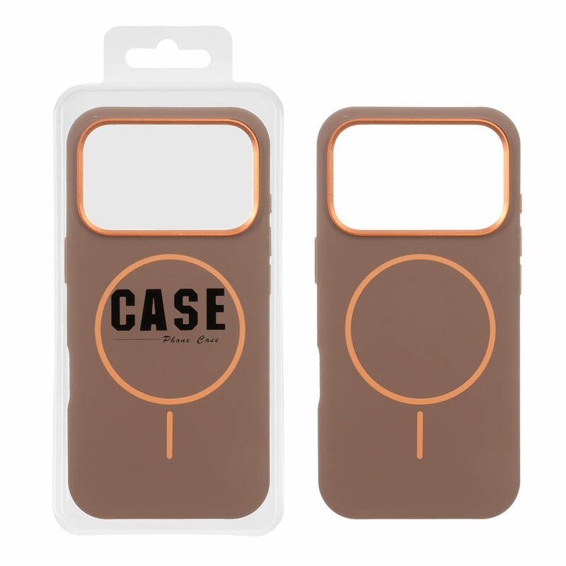 قاب سیلیکونی پاک کنی اورجینال درجه یک MagSafe لنز فلزی Apple iPhone 17 Pro - قهوه ای (پک دار) - MPS