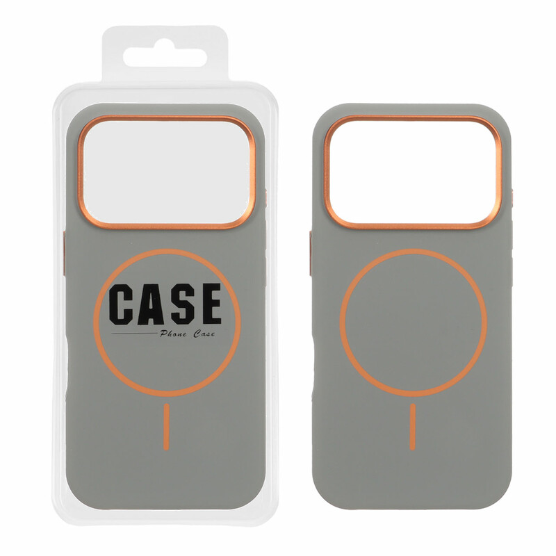 قاب سیلیکونی پاک کنی اورجینال درجه یک MagSafe لنز فلزی Apple iPhone 17 Pro - طوسی (پک دار) - MPS