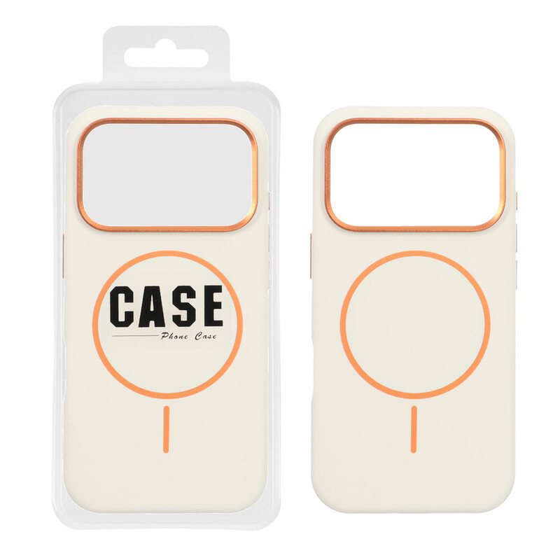 قاب سیلیکونی پاک کنی اورجینال درجه یک MagSafe لنز فلزی Apple iPhone 17 Pro - کرم (پک دار) - MPS