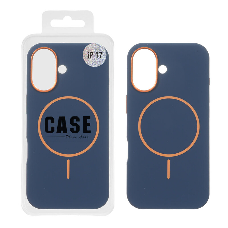 قاب سیلیکونی پاک کنی اورجینال درجه یک MagSafe لنز فلزی Apple iPhone 17 - سرمه ای (پک دار) - MPS