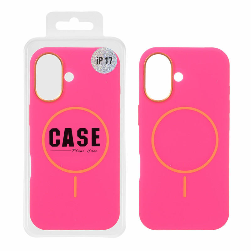 قاب سیلیکونی پاک کنی اورجینال درجه یک MagSafe لنز فلزی Apple iPhone 17 - صورتی فانتزی (پک دار) - MPS