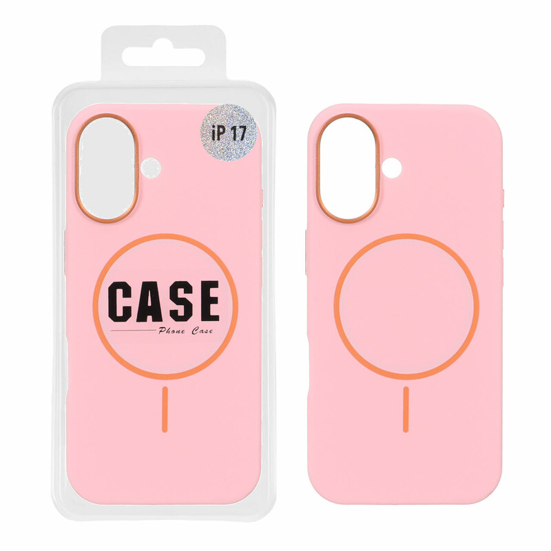 قاب سیلیکونی پاک کنی اورجینال درجه یک MagSafe لنز فلزی Apple iPhone 17 - صورتی (پک دار) - MPS